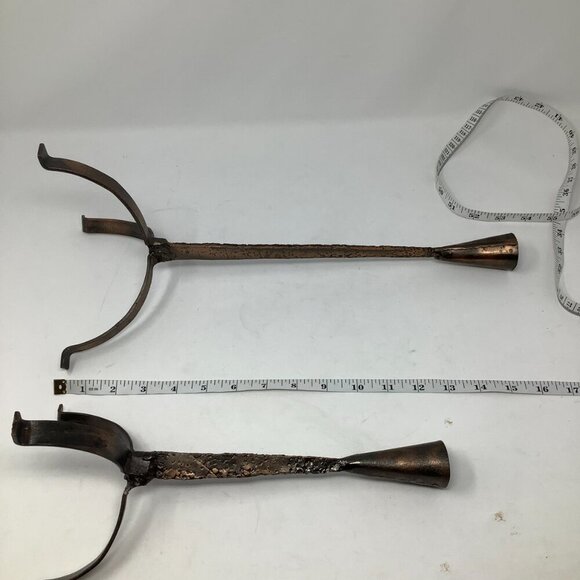 Vintage Van Keppel brutalist candlesticks set of 2 copper green midcentury MCM - Picture 7 of 7